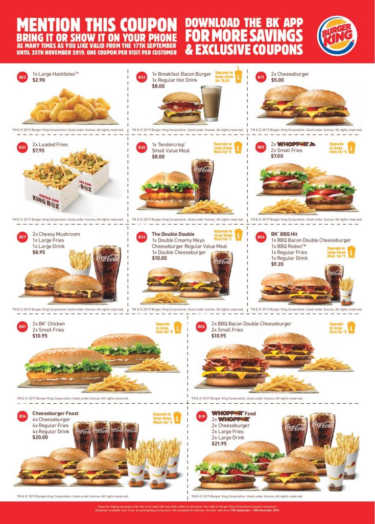 DEAL Burger King Coupons valid until 13 January 2020 Latest BK