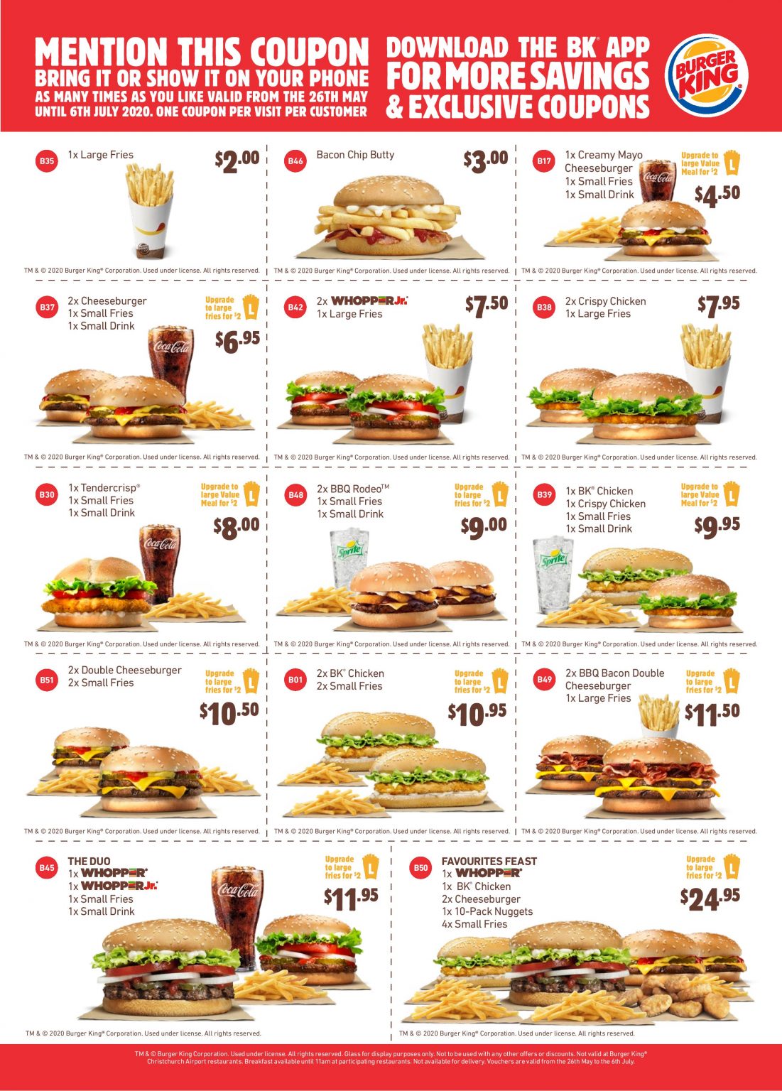 DEAL Burger King Coupons valid until 6 July 2020 Latest BK Coupons