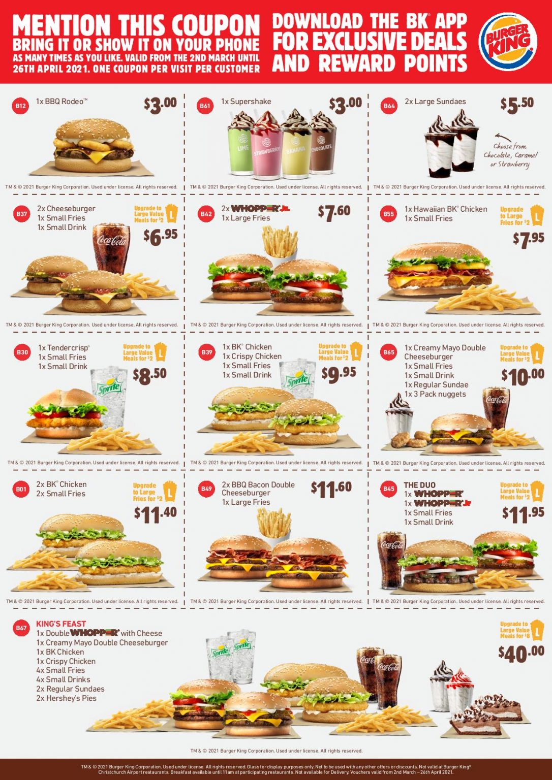 DEAL Burger King New 5 Meals (Creamy Mayo Cheeseburger, Cheeseburger