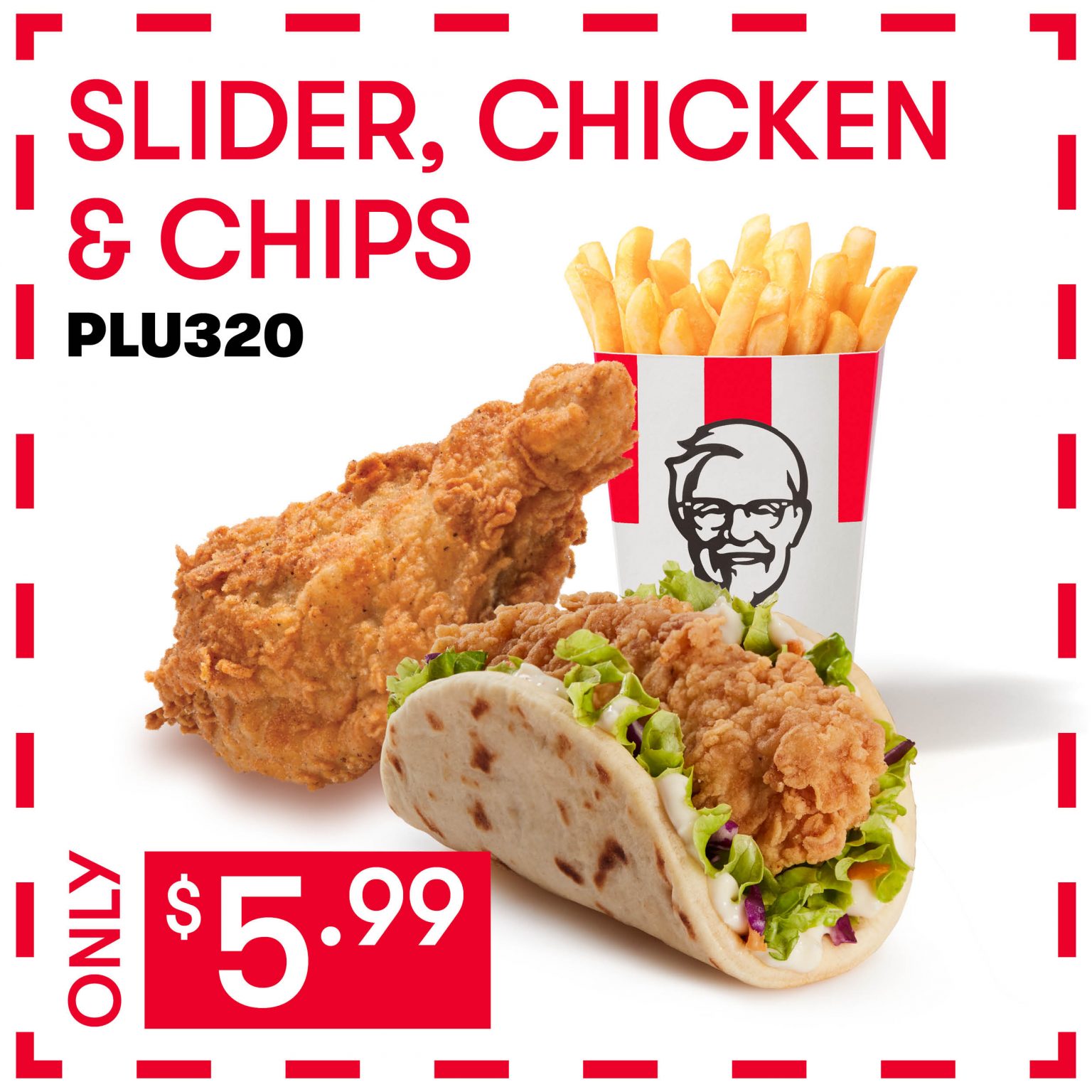 DEAL KFC 5.99 Slider, Chicken & Chips (until 22 March 2021