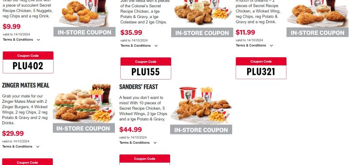 KFC NZ Coupons valid until 14 October 2024